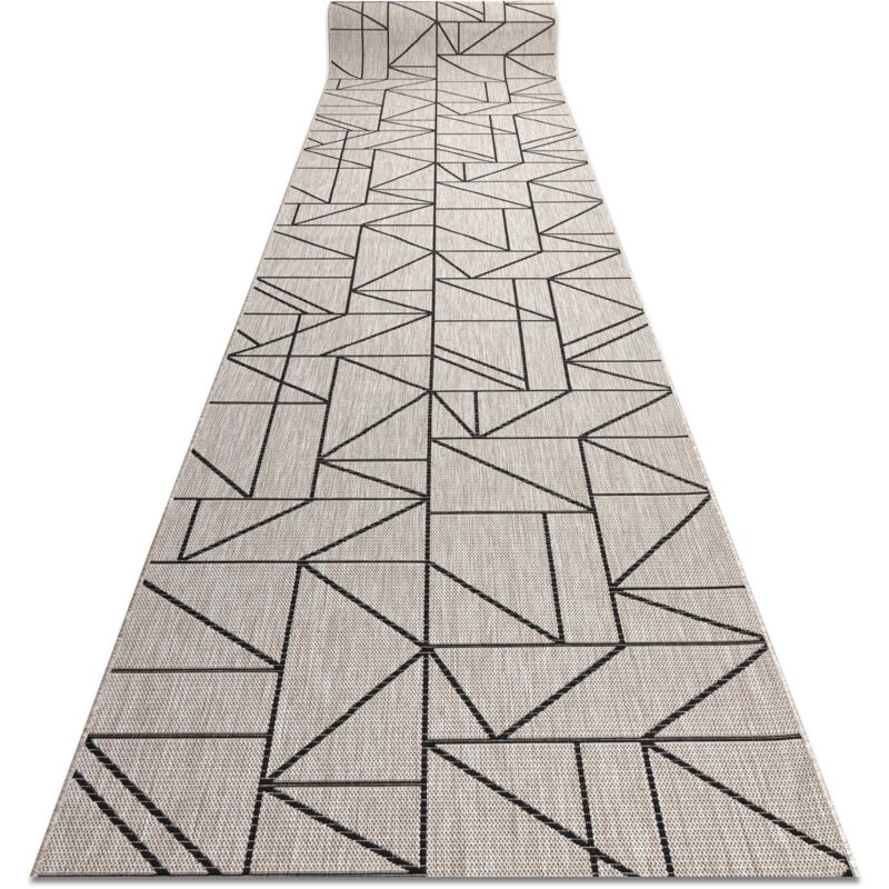 Rugsx - Runner sizal floorlux design 20605 triangles, geometric silver / black 70 cm beige 70x100 cm