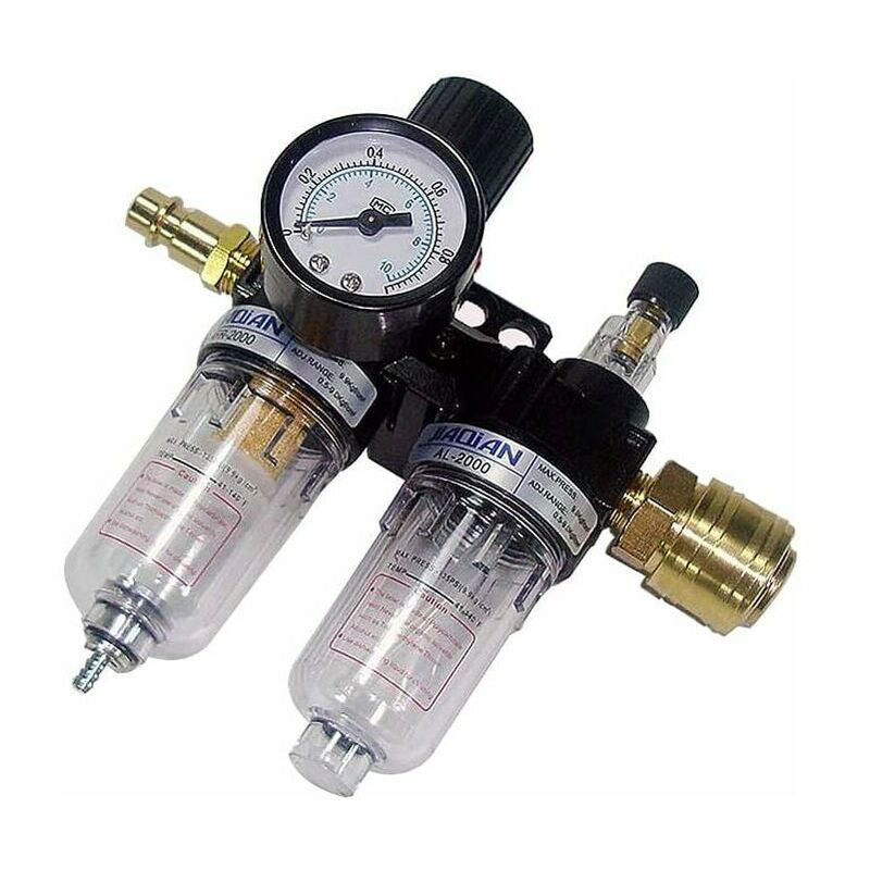 Start - Ruolin Filtre Régulateur 1/4 Régulateur de Pression d'Air, Séparateur Eau-Huile, Régulateur de Pression D'air pour Compresseur et Outils à Air