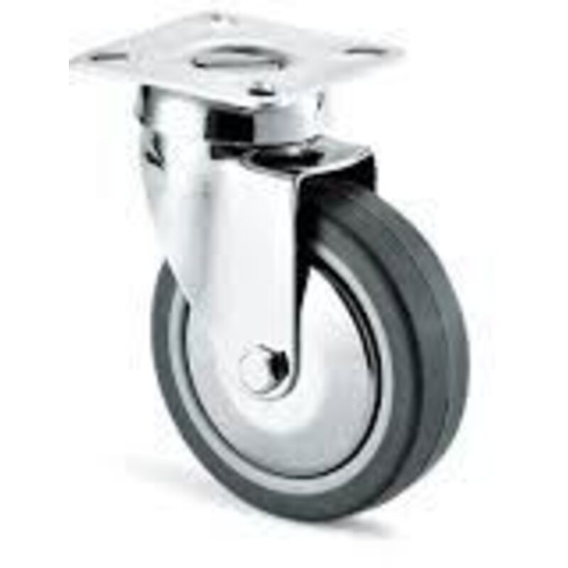 Ruota grigia cromata con supporto girevole diametro 60 mm