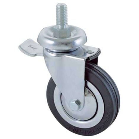 RUOTA A FORCELLA GIREV P.FILETT +FERMO 155BISB AVO - A/CROMATO/GOMMA NERA D.MM  60X24 F.MA 10X30 - 1 pezzo