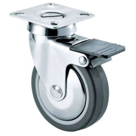 RUOTA A FORCELLA GIREVOLE + FERMO 220CBIS AVO - A/ZINCR/GOMMA GRIGIA D.MM 60X24 P.MM 60X60 - 4 pezzi