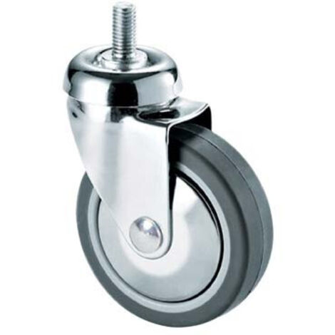 RUOTA A FORCELLA GIREVOLE PERNO FILETT 220B AVO - A/ZINCR/GOMMA GRIGIA D.MM 60X24 F.MA 10X30 - 4 pezzi