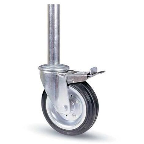 RUOTA A FORCELLA TUBI INNOCENTI +FERMO 103BI AVO - A/ZINCR/GOMMA NERA MM 200X50 PERNO GIR MM 40X190 - 1 pezzo