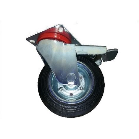 RUOTA AVO 103 125 x 37,5 mm RIVESTIMENTO IN GOMMA PIENA GIREVOLE CON FRENO