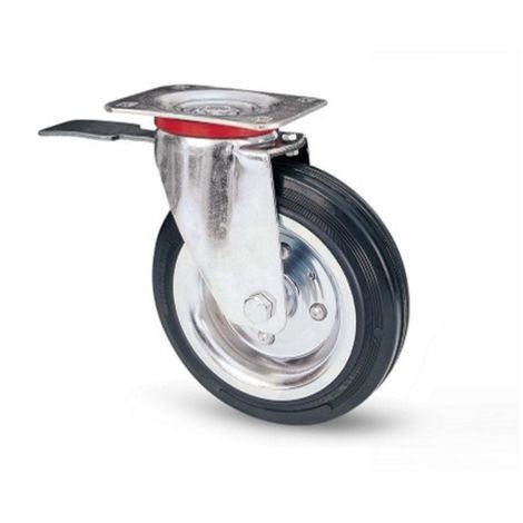 RUOTA AVO 80 180 x 50 mm CON RIVESTIMENTO IN GOMMA PIENA E SUPPORTO GIREVOLE
