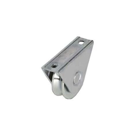 RUOTA CANCELLI GOLA V CON SUPPORTO A CAVALLOTTO ART.412- - mm.60x17 - portata Kg.100 - gola V 92  ° - 2 pezzi COMBI
