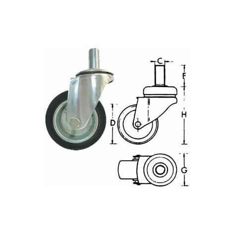 RUOTA CON SUPPORTO A CODULO BOCCOLA IN NYLON 150
