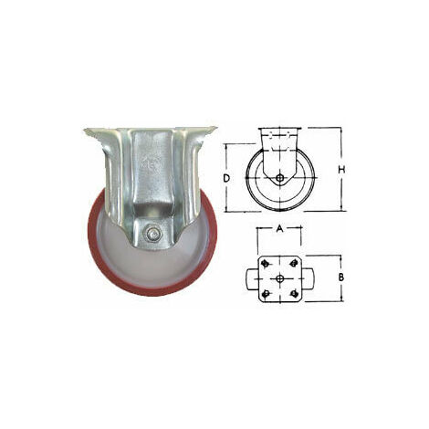 RUOTA CON SUPPORTO FISSO POLIURETANO 125X35
