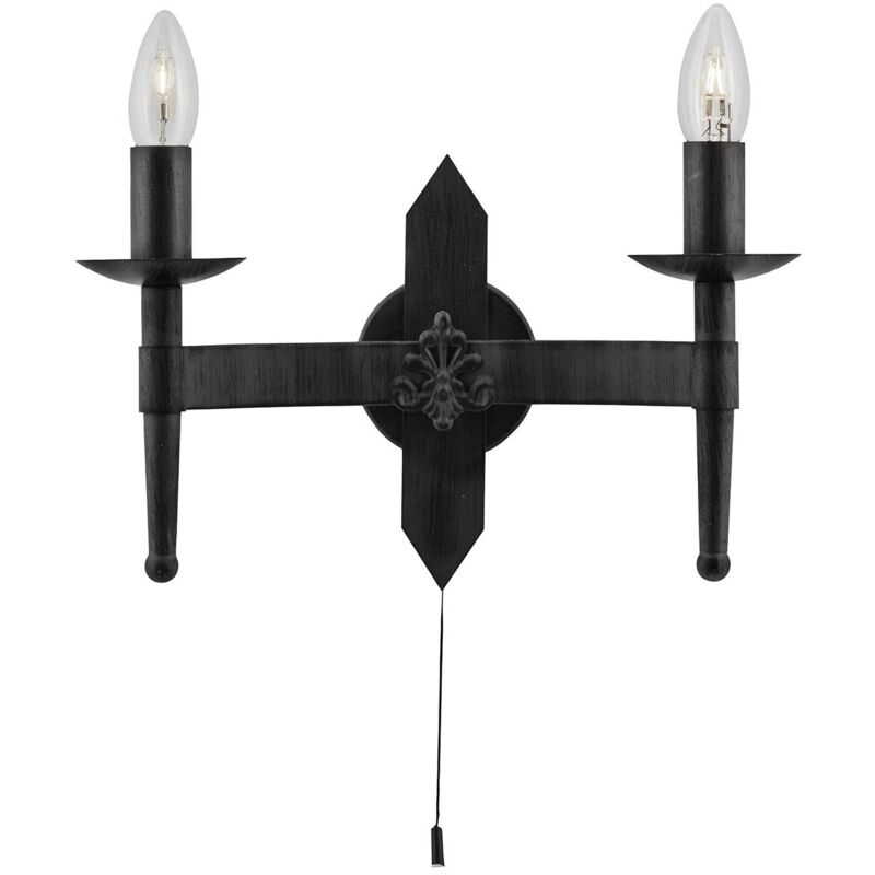 Applique Industrial-Nordico Cartwheel Ii Ferro Nero 2 Luci E14