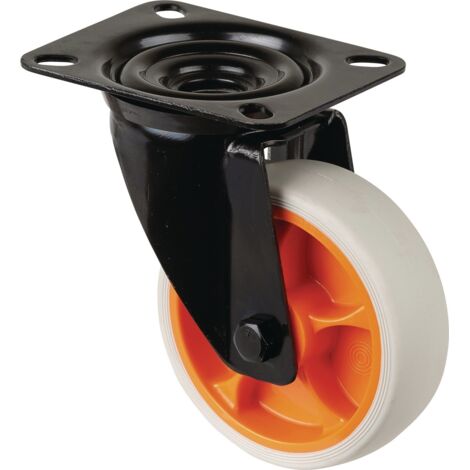 Ruota di direzione D.100mm Trgf.110kg Ruote di direzione con piastra in gomma L104xB80mm Colore Ral. grigio chiaro