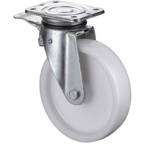 Ruota di sollevamento pesante D.100mm Trgf.350kg con fissaggio fisso, piastra 105x85mm