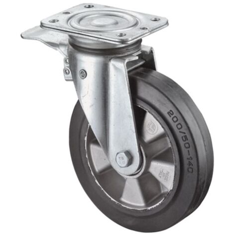 Ruota di sollevamento pesante D.160mm Trgf.350kg, Totalmente fissata, Gomma elastica 138x110mm