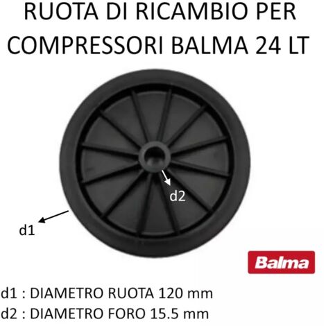 RUOTA DIAMETRO 120 MM RICAMBIO X COMPRESSORE BALMA 24 LITRI