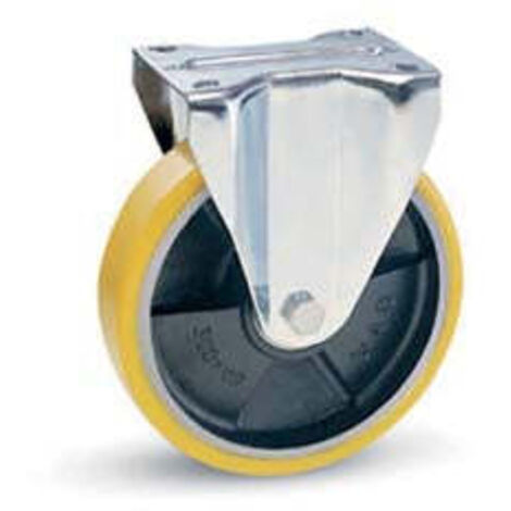Ruota Fissa per Carrelli Poliuretano Art.22A mm.125-Piastra mm.100X85