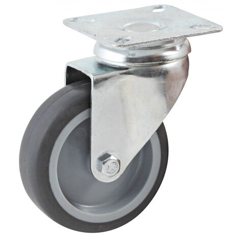 Ruota girevole con base rettangolare AVL - ruota in gomma Ø 75 mm - foro liscio - portata 70 kg - 552831L