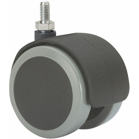 Ruota girevole con perno filettato e asse liscio, nero/grigio, max. carico 50 kg, 10 x 15 mm, ø 5 cm
