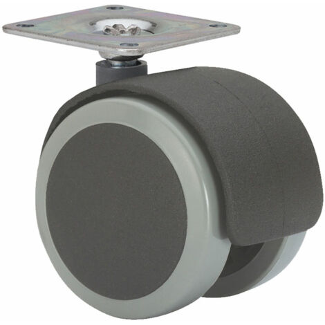 Ruota girevole con piastra e asse liscio, nero/grigio, max. carico 50 kg, 42 x 42 mm, ø 5 cm
