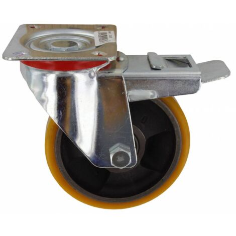 Ruota girevole per carrelli con supporto in acciaio e freno Ø125x25 mm