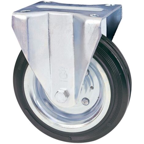 Ruota in gomma per carrello industriale con Piastra Fissa Ø80x25 mm