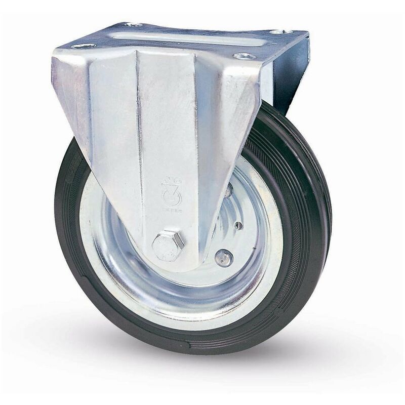 Capaldo - Ruota in gomma per carrello industriale con Piastra Fissa Ø180x45 mm