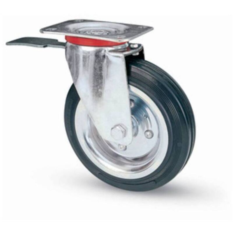 Rueda Industrial De 200 Mm De Goma 80bis Placa Gir Fre