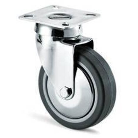 RUOTA MOBILE D 60 MM GOMMA GRIGIA 220C C/PIASTRA