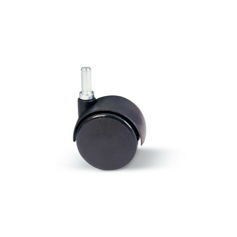 Image of Ruota nera in plastica da 50mm con perno zigrinato