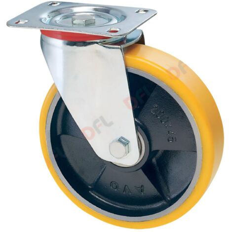 Ruota per carrelli a supporto girevole in acciaio con dado autobloccante -ø mm 150 x 30 port. kg 200