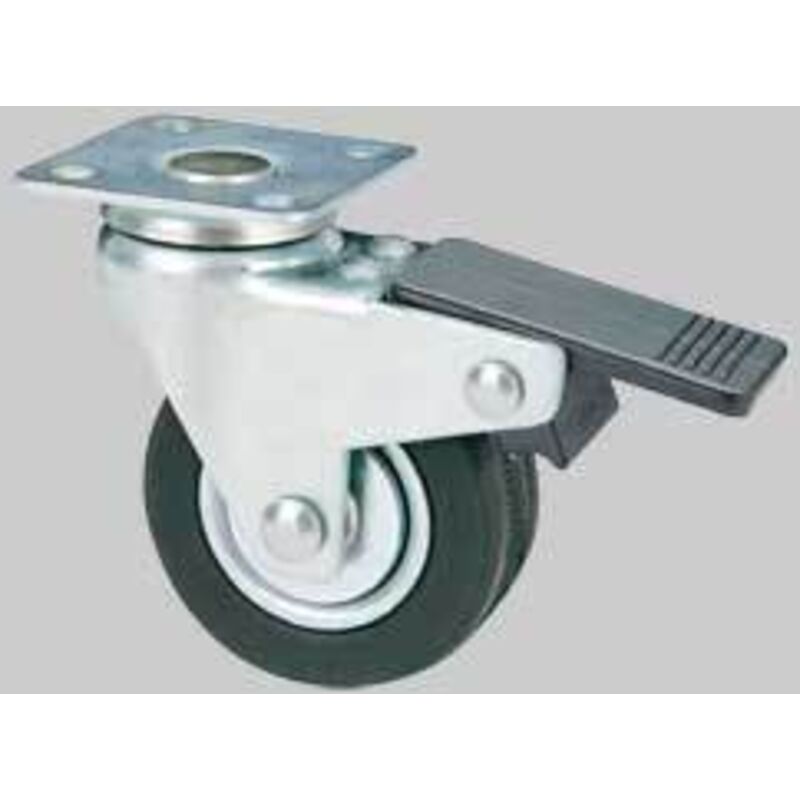 Ruota in gomma piastra girevole con freno mm.50