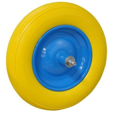 RUOTA POLIURETANICA PER CARRIOLA CON CUSCINETTO PERNO LUNGO 155mm