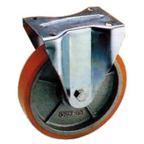 RUOTA POLIURETANO FORCELLA FISSA CON PIASTRA IN ACCIAIO ZINCATO MM.80 A.91