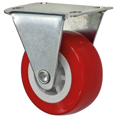 RUOTA PVC ROSSA mm.40 C/PIASTRA FISSA