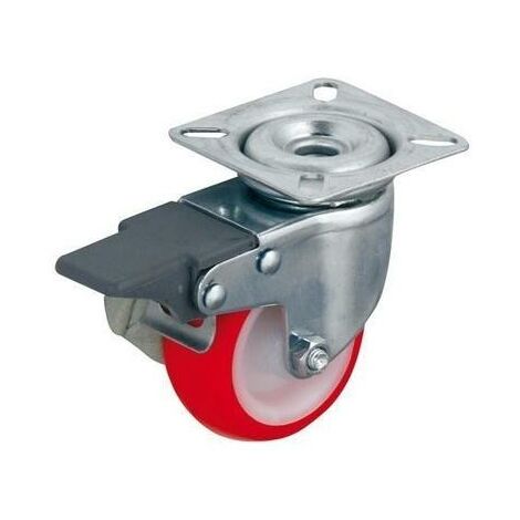 RUOTA PVC ROSSA mm.65 PIASTRA GIREVOLE