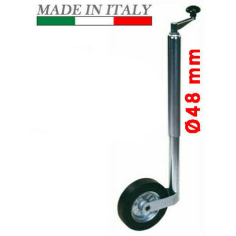 RUOTA RUOTINO in Gomma SOLLEVAMENTO CARRELLO APPENDICE RIMORCHIO ROULOTTE REGISTRABILE 48 MM