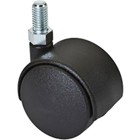 RUOTA X MOBILI DOPPIA PERNO FILETTATO - NYLON NERO MA8X12 D.MM 40 KG 30- 20 pezzi