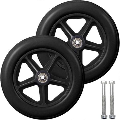 Ruote anteriori da 8 pollici, 2 ruote di scorta per sedia a rotelle, pneumatico solido antiscivolo, 190 mm grigio in nero