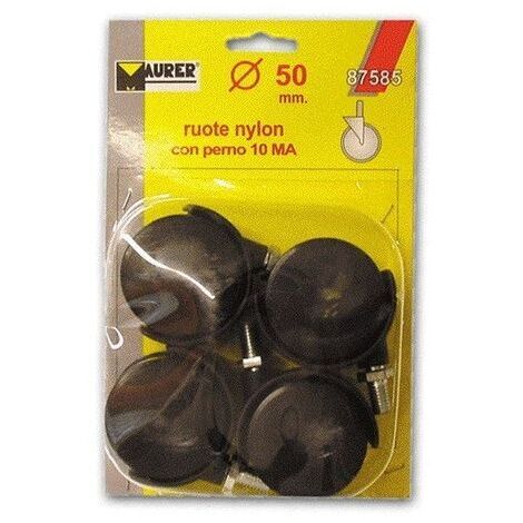 Ruote Doppie in Nylon con Piastra Girevole  40 mm Piastra 35x25 mm Blister 4Pz