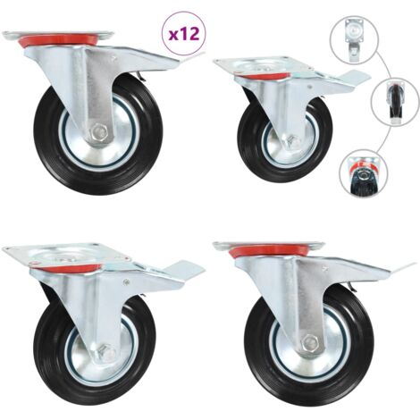 Ruote Girevoli 12 pz 160 mm - Ruote per mobili - Ruote per carrelli