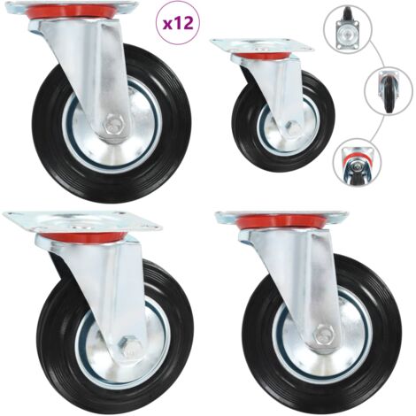 Ruote Girevoli 12 pz 160 mm - Ruote per mobili - Ruote per carrelli