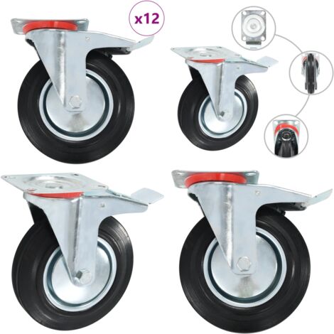Ruote Girevoli 12 pz 200 mm - Ruote per mobili - Ruote per carrelli