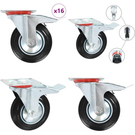 Ruote Girevoli 16 pz 160 mm - Ruote per mobili - Ruote per carrelli
