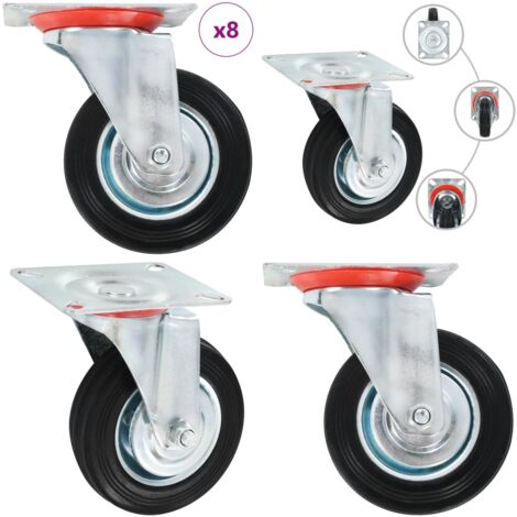 Ruote Girevoli 8 pz 100 mm - Ruote per mobili - Ruote per scaffali