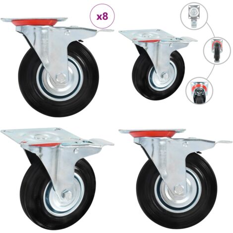 Ruote Girevoli 8 pz 125 mm - Ruote per mobili - Ruote per carrelli