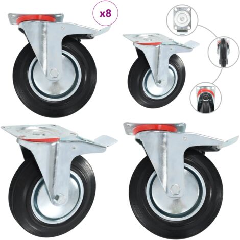Ruote Girevoli 8 pz 200 mm - Ruote per mobili - Ruote per carrelli