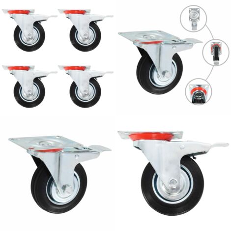 Ruote Girevoli con Doppio Freno 4 pz 100 mm - Freno doppio - Ruote per mobili