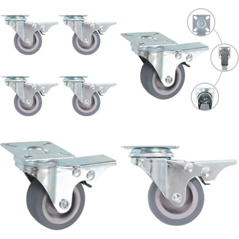 Ruote Girevoli con Doppio Freno 4 pz 50 mm - Ruote con freno - Ruote per mobili