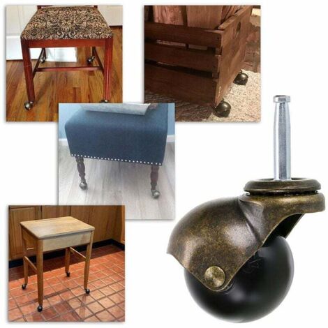 Ruote girevoli con stelo da 50 mm, ruote girevoli a sfera con boccole, ruote girevoli antiche, sostituzione per mobili, divani, sedie, armadi, confezione da 4
