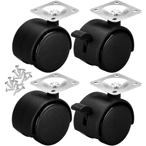 ruote girevoli da 48 mm, ruote per mobili, 2 con freno e 2 senza, ruote di ricambio per sedia da ufficio, ruote per sedie che proteggono il pavimento dei mobili