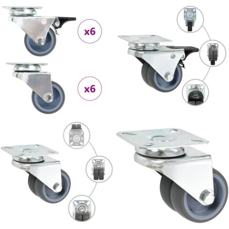 Ruote Girevoli Gemellate 12 pz 50 mm - Ruote gemellate - Ruote per mobili