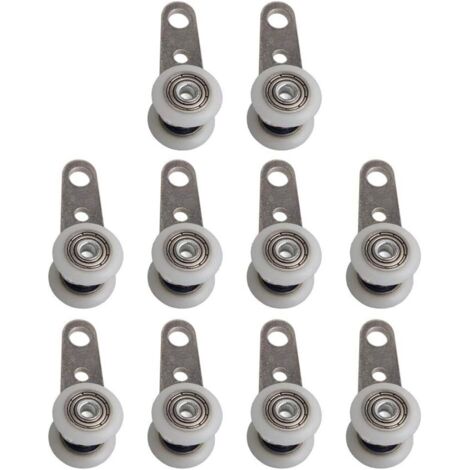 Ruote girevoli, set da 10, 45 x 19 mm, con due ruote in plastica, per mobili, finestre, porte scorrevoli